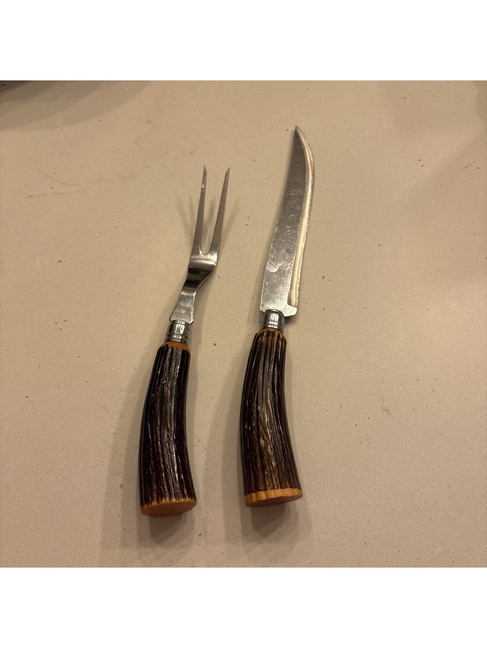 Vintage Carving Knife Fork Set With Bakelite Handles